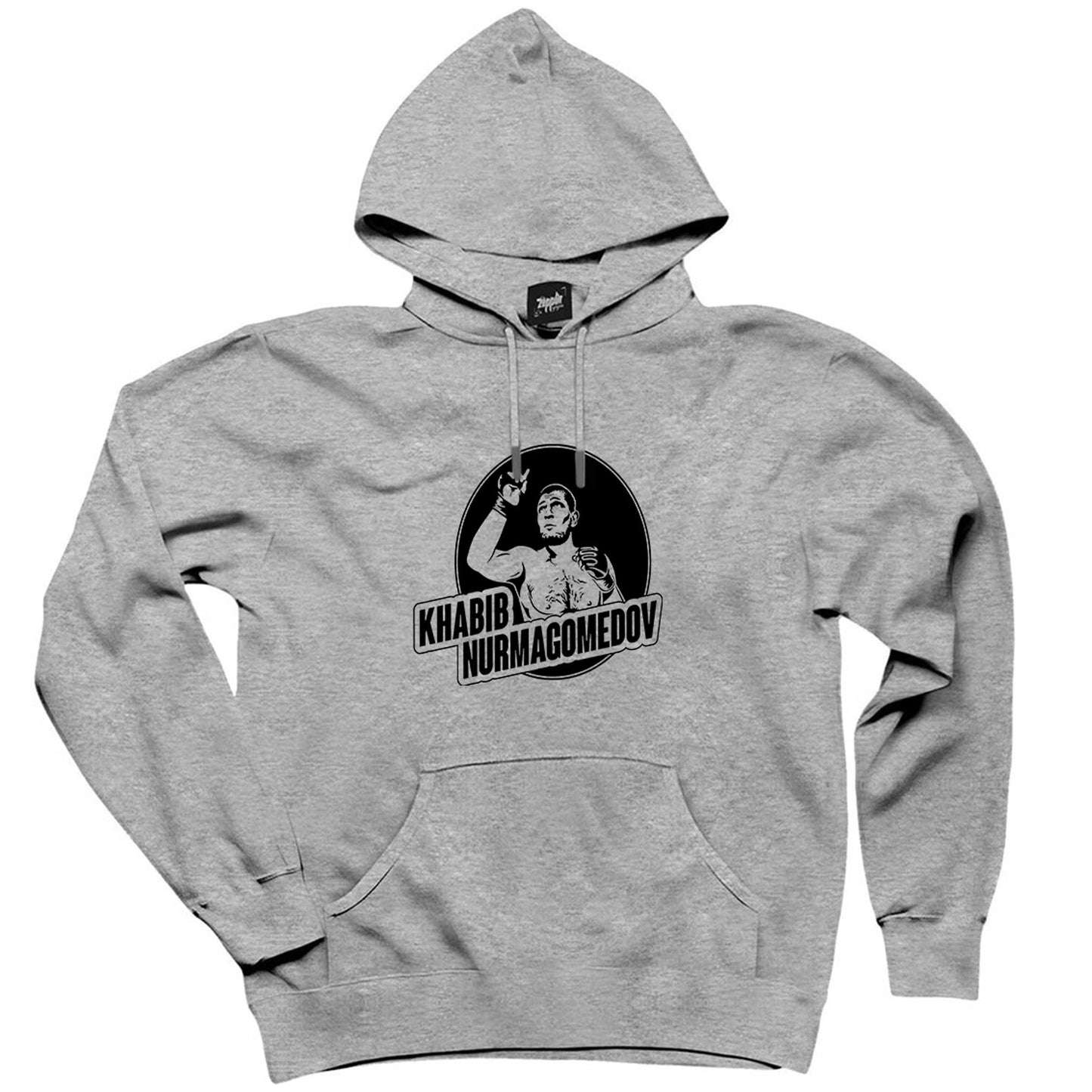 Khabib Nurmagomedov Gri Kapşonlu Sweatshirt Hoodie