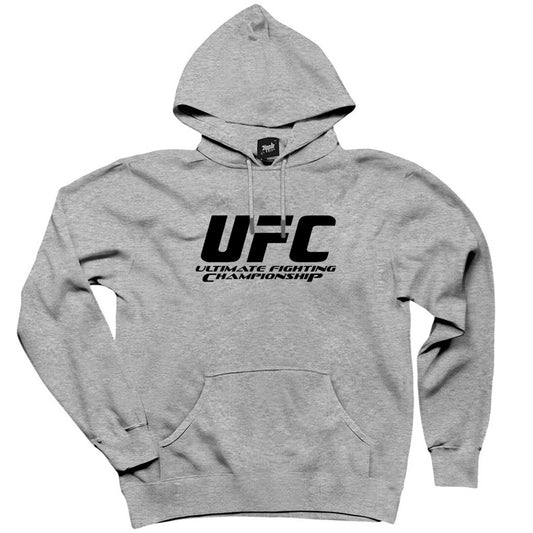 UFC LOGO Ultimate Championship Gri Kapşonlu Sweatshirt Hoodie