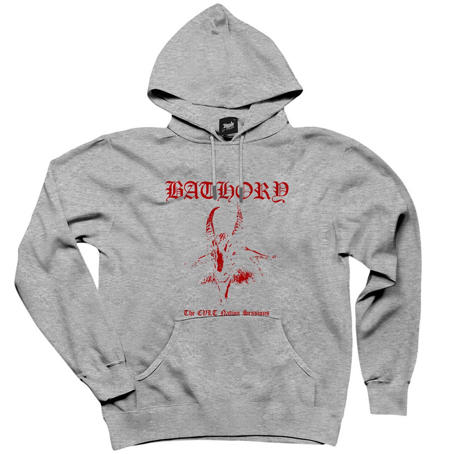 Bathory Black Metal Red Gri Kapşonlu Sweatshirt Hoodie