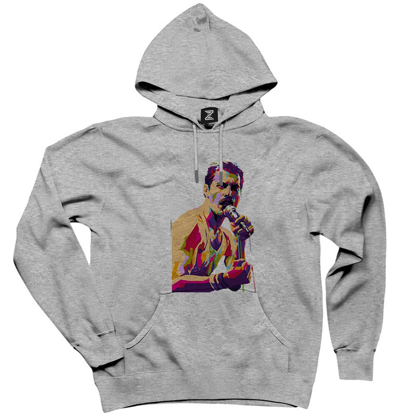 Queen Freddie Mercury Portre Gri Kapşonlu Sweatshirt Hoodie