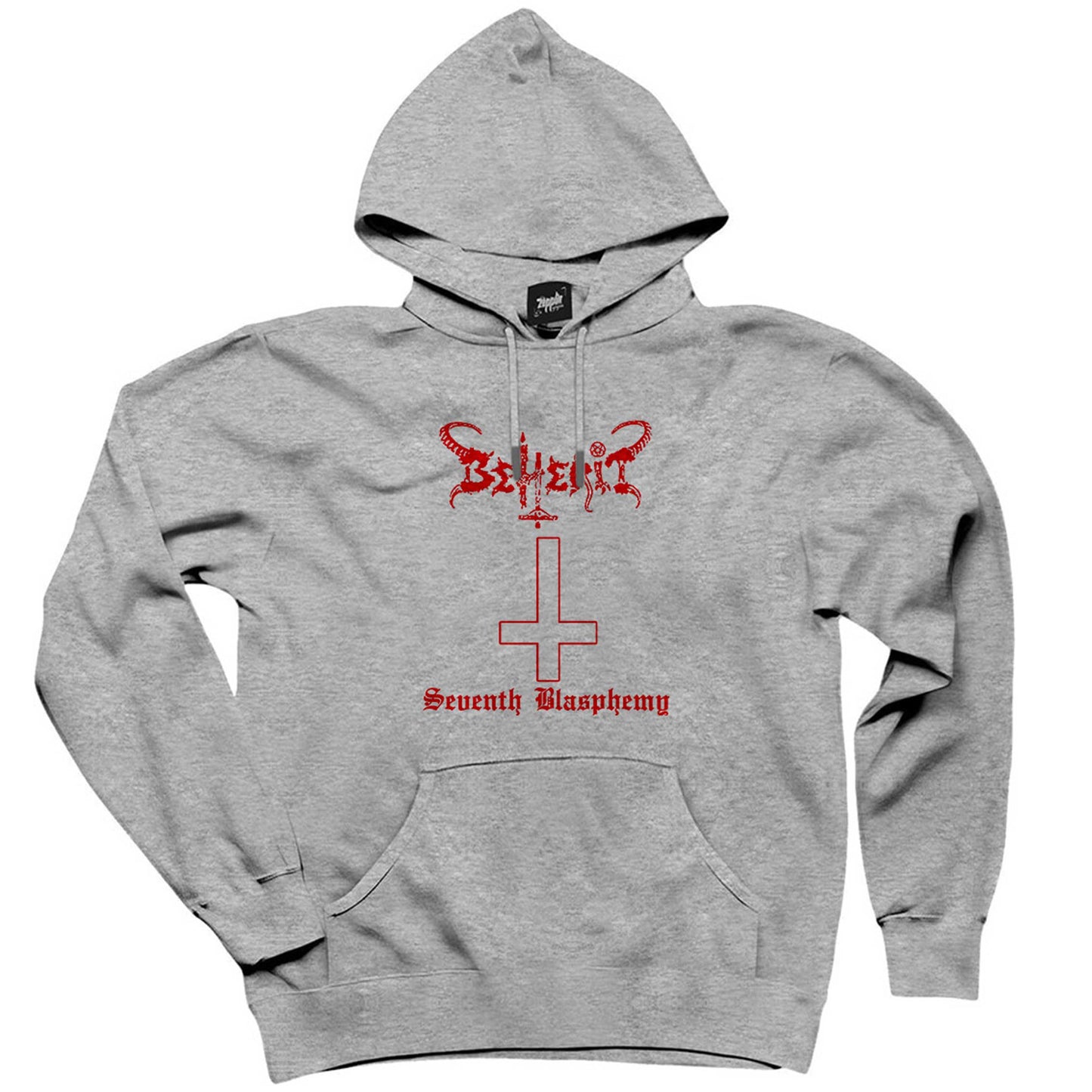 Beherit Seventh Blasphemy Gri Kapşonlu Sweatshirt Hoodie