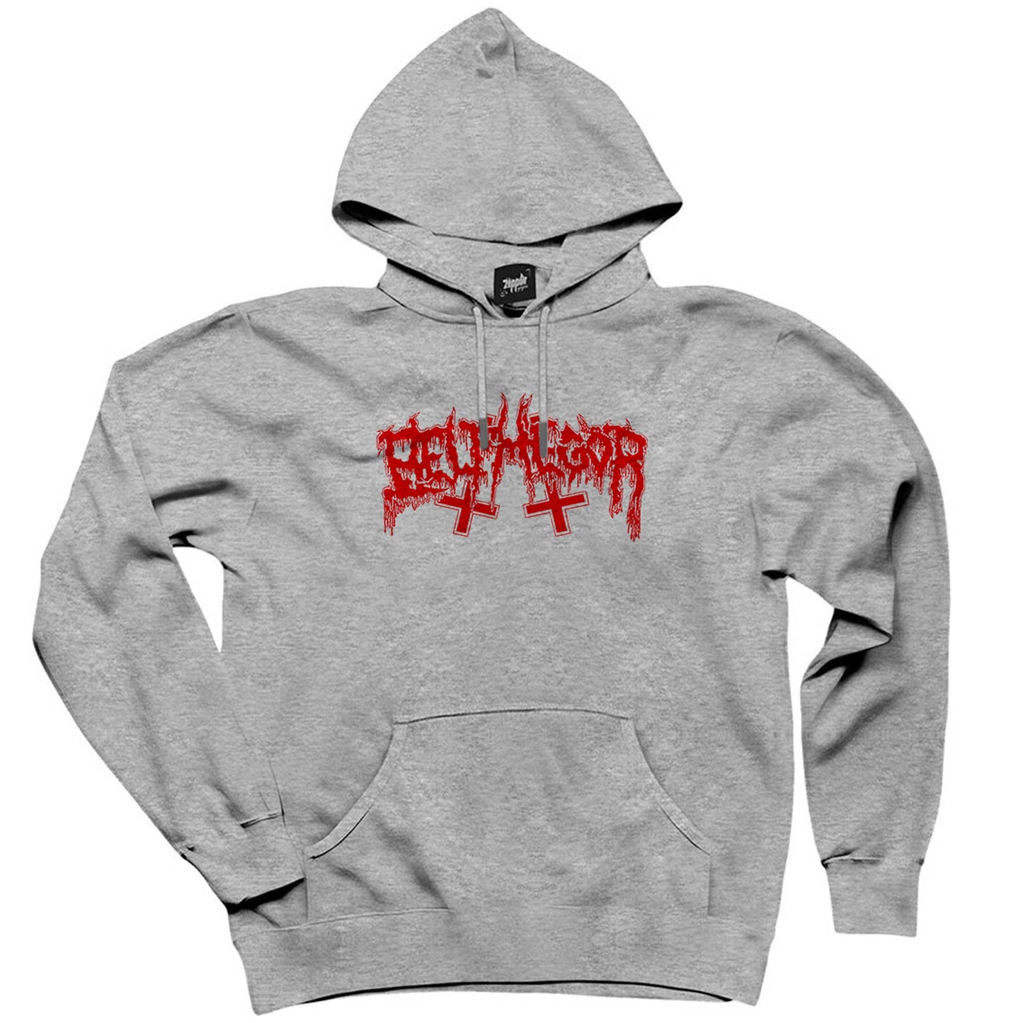 Belphegor Logo Gri Kapşonlu Sweatshirt Hoodie