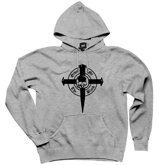 Black Label Society Order Of Black Skull Gri Kapşonlu Sweatshirt Hoodie
