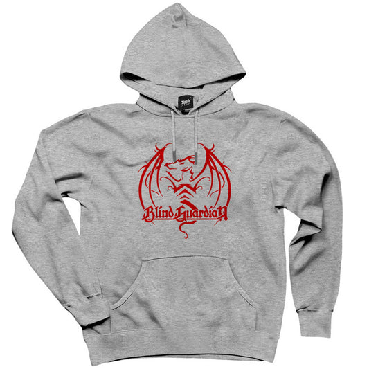 Blind Guardian Dragon Red Gri Kapşonlu Sweatshirt Hoodie