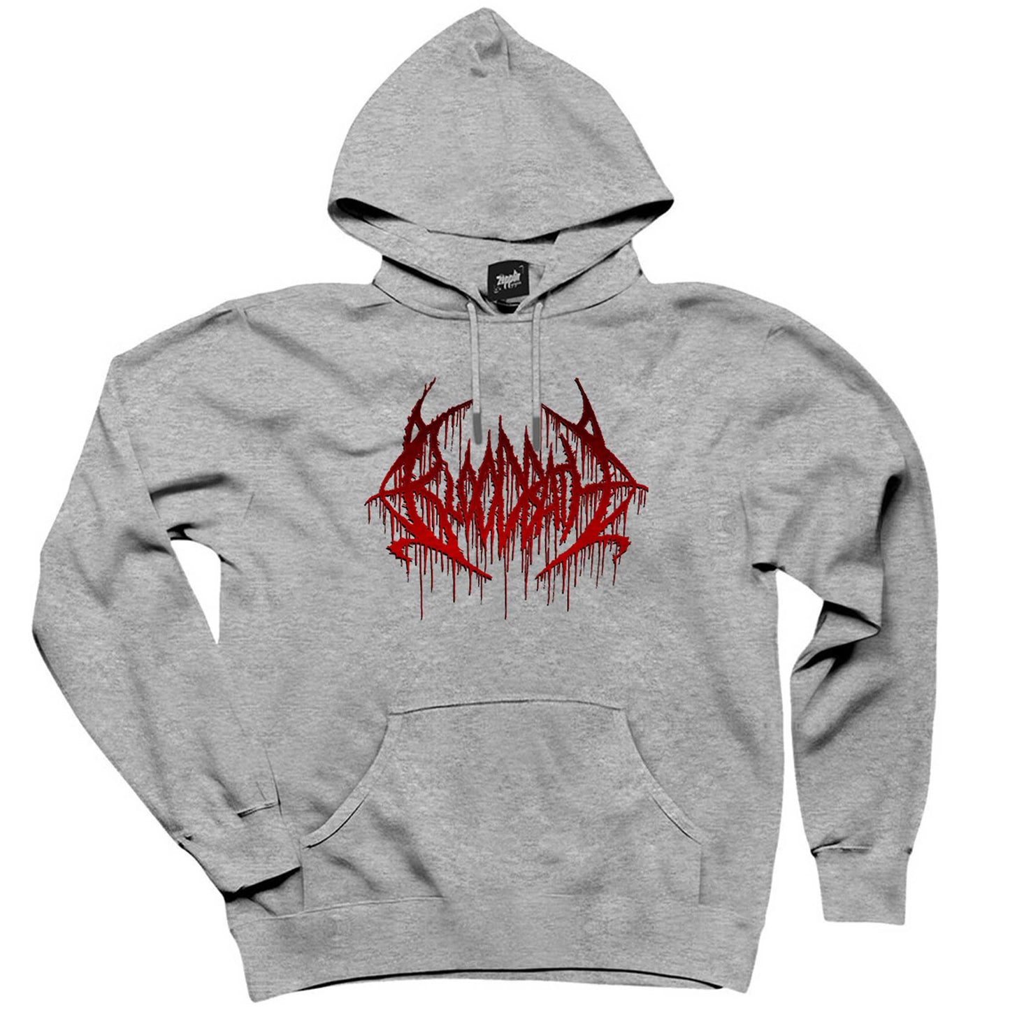 Bloodbath Logo Red Gri Kapşonlu Sweatshirt Hoodie