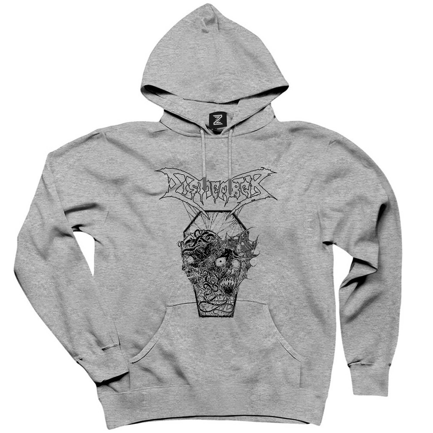 Dismember Skull Gri Kapşonlu Sweatshirt Hoodie