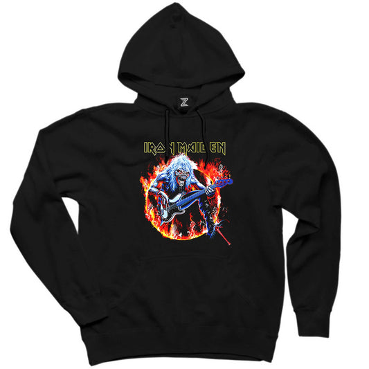 Iron Maiden Fire Siyah Kapşonlu Sweatshirt Hoodie