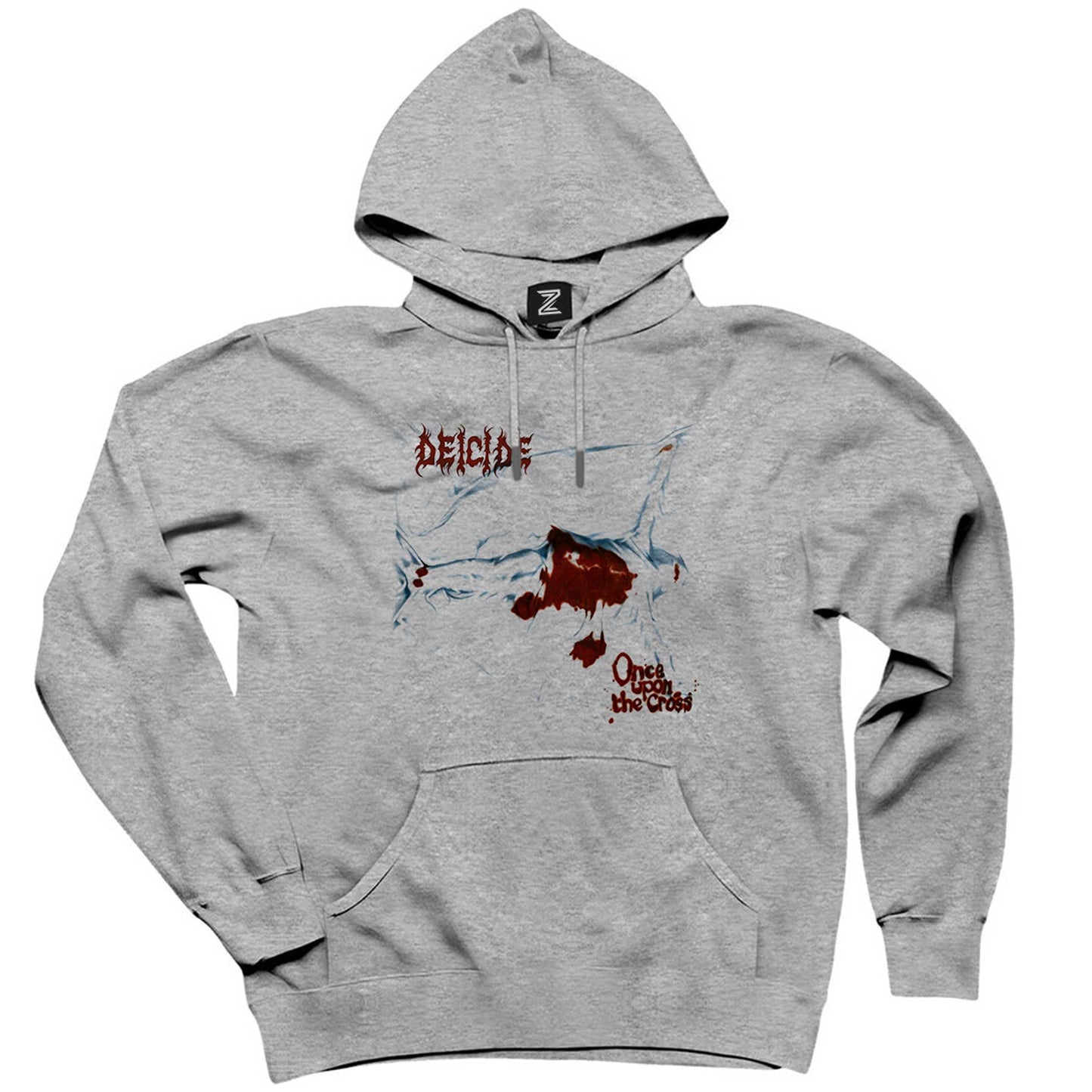 Deicide Once Upon the Cross Gri Kapşonlu Sweatshirt Hoodie