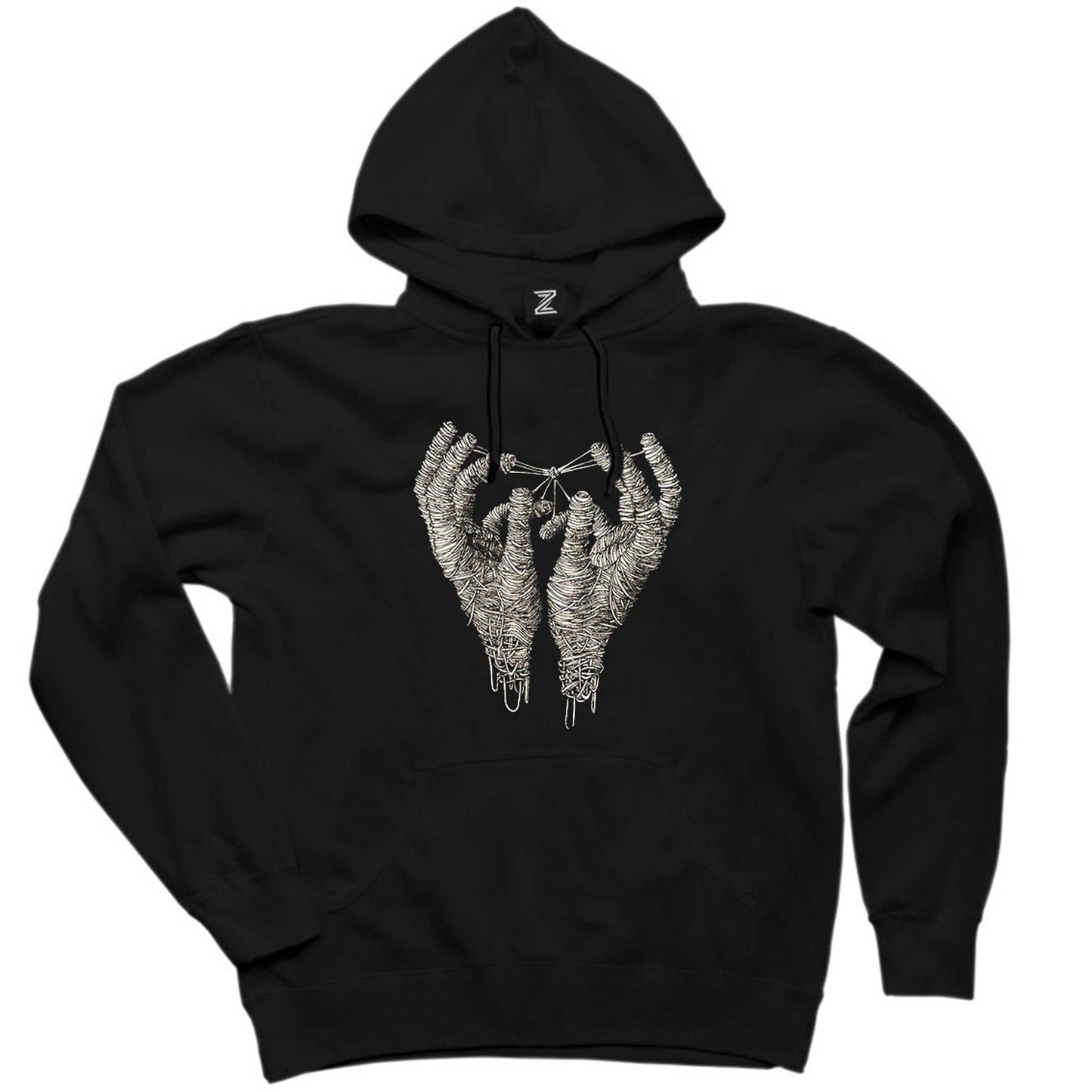 Mummy Hands Siyah Kapşonlu Sweatshirt Hoodie