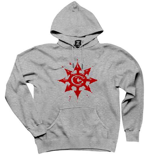 Chimaira Logo Red Gri Kapşonlu Sweatshirt Hoodie