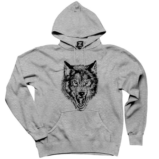 White Wolf Gri Kapşonlu Sweatshirt Hoodie