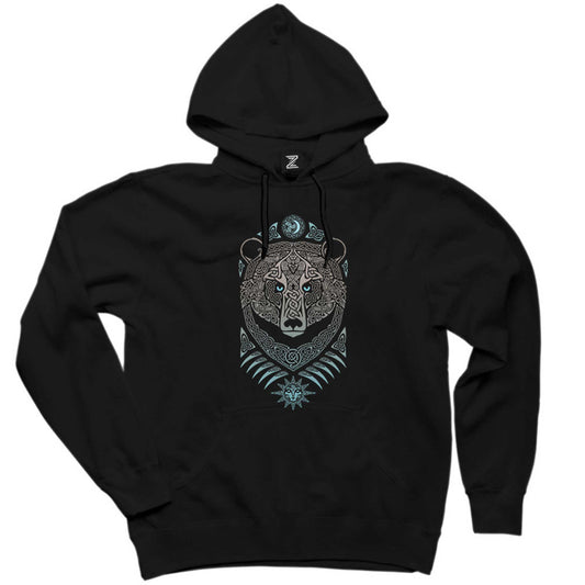 Bear Forest Lord Siyah Kapşonlu Sweatshirt Hoodie