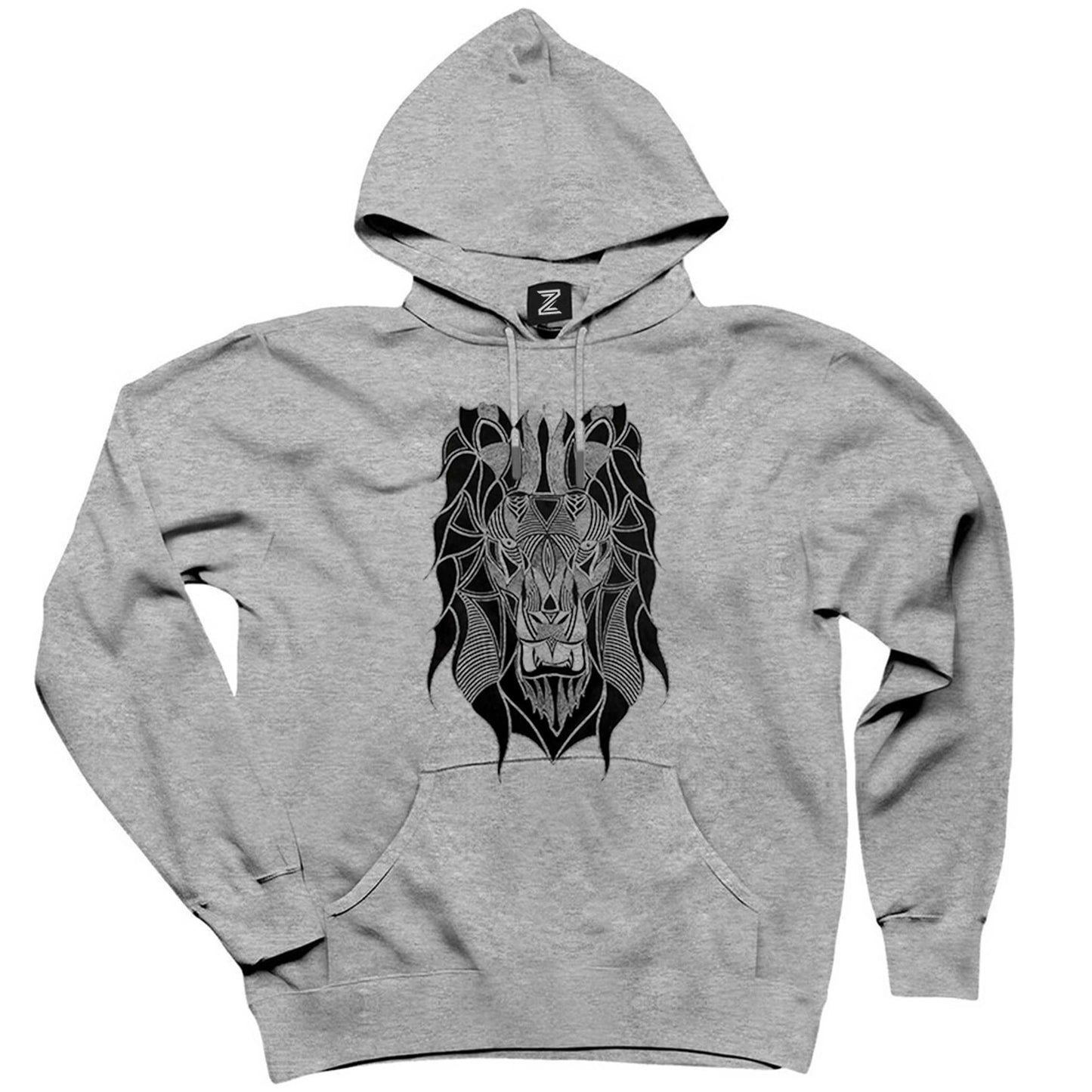 Lion Mozaik Gri Kapşonlu Sweatshirt Hoodie
