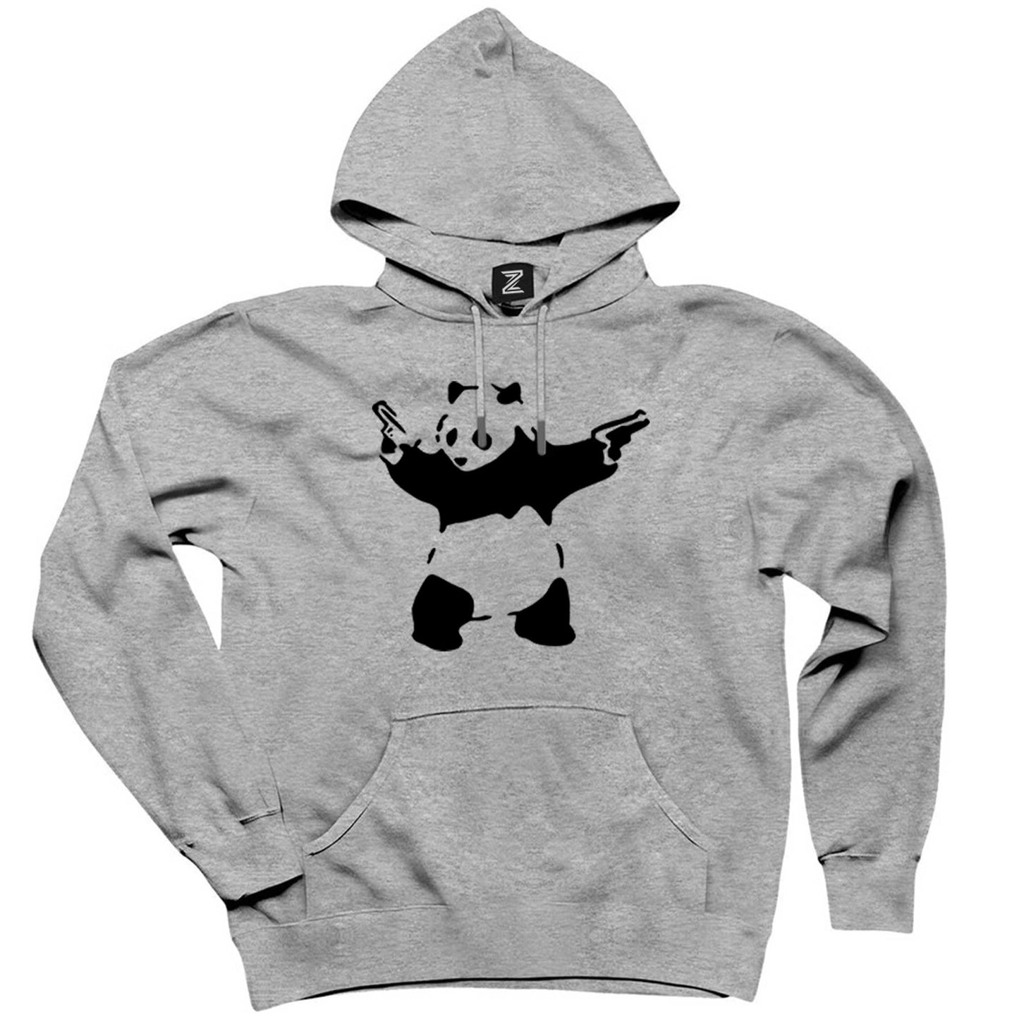 Panda Guns Gri Kapşonlu Sweatshirt Hoodie