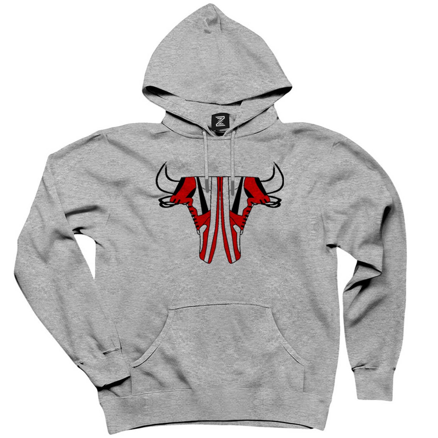 Chicago Bulls Shoes Gri Kapşonlu Sweatshirt Hoodie