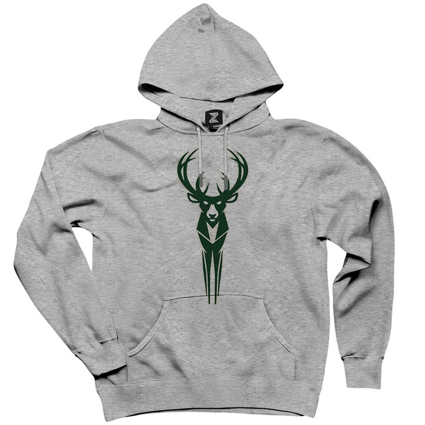 Milwaukee Bucks Logo Gri Kapşonlu Sweatshirt Hoodie