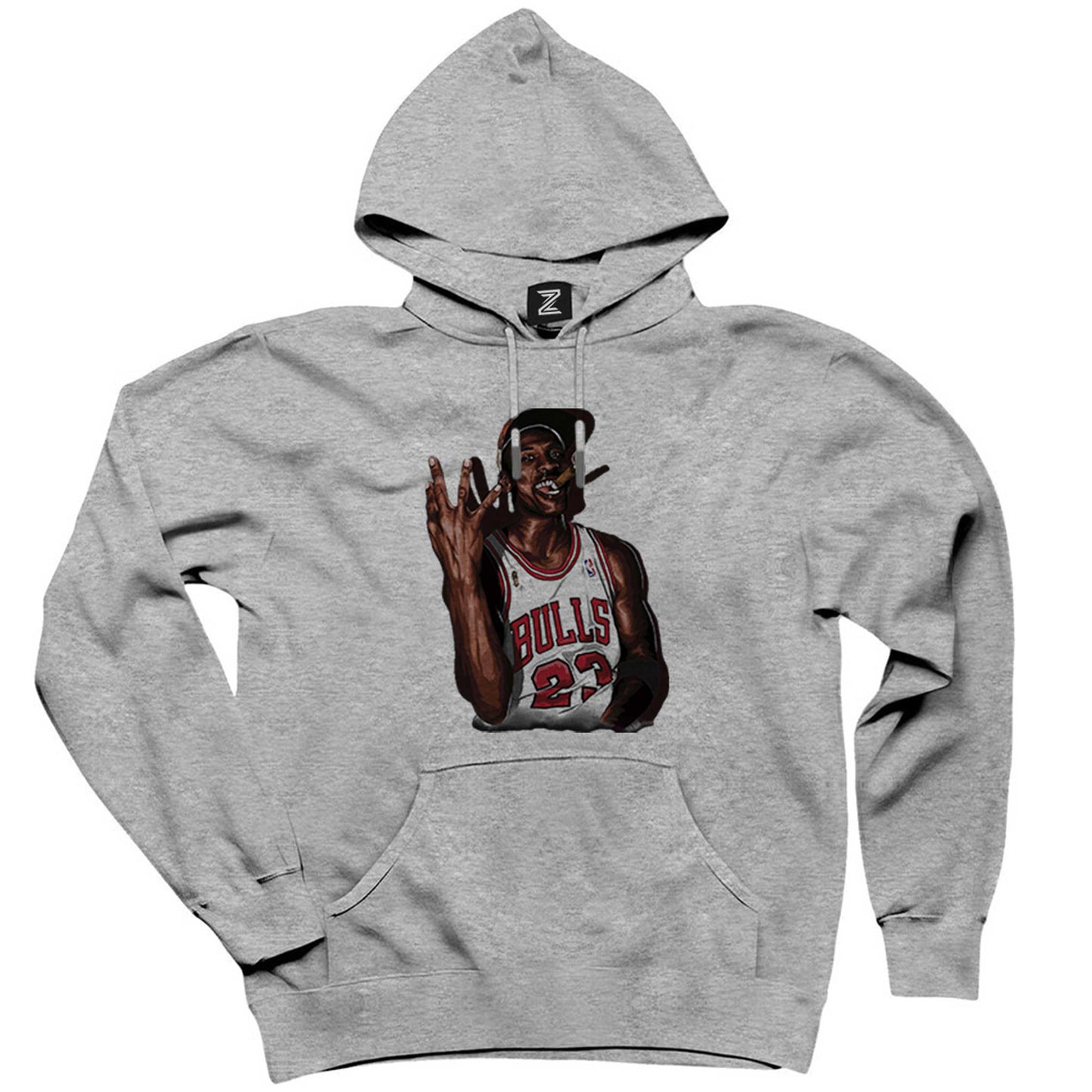 Micheal Jordan Bulls 23 Gri Kapşonlu Sweatshirt Hoodie