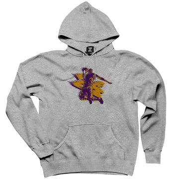 Kobe Bryant Silhouette Gri Kapşonlu Sweatshirt Hoodie