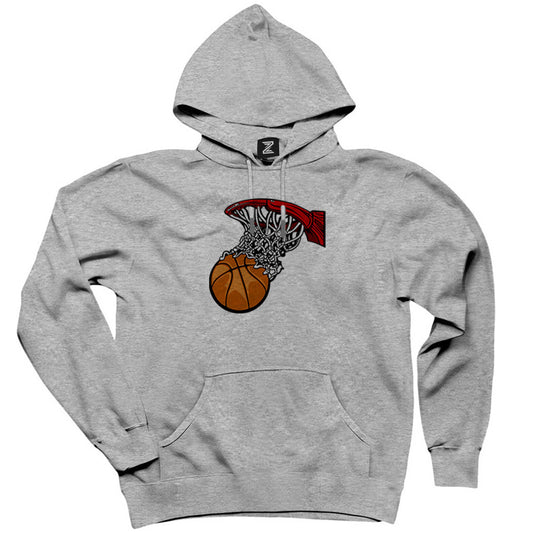 Basketball Hoop Gri Kapşonlu Sweatshirt Hoodie
