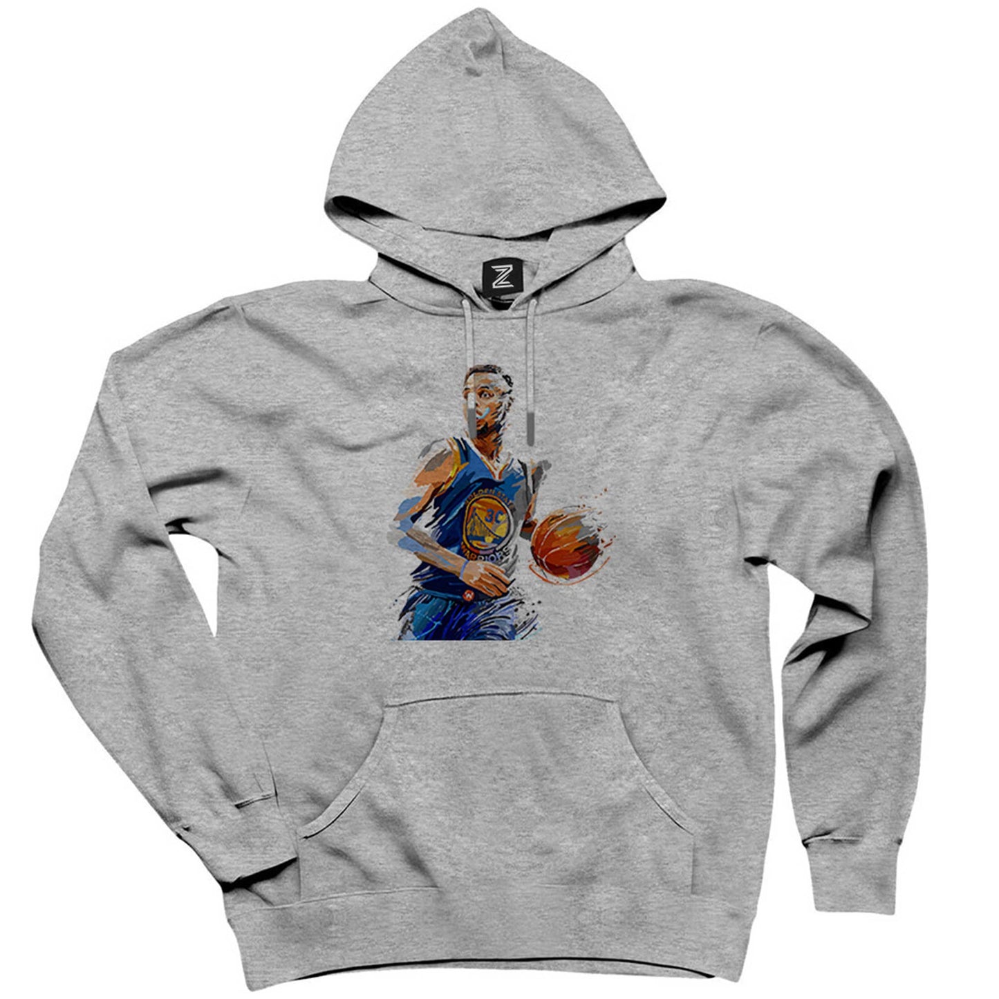 Stephen Curry Blue Silhouette Gri Kapşonlu Sweatshirt Hoodie