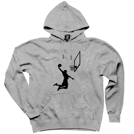 Basketball Smack Silhouette Gri Kapşonlu Sweatshirt Hoodie
