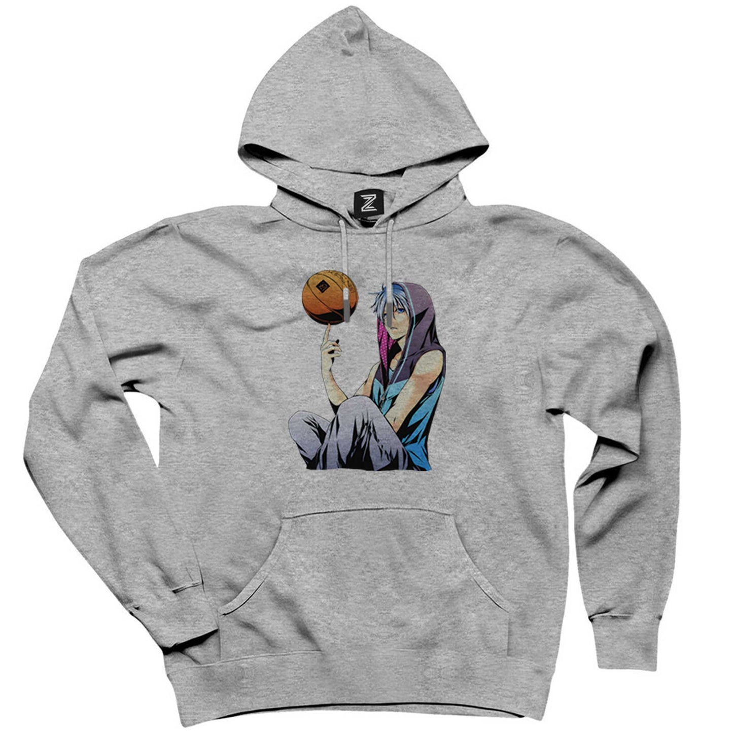 Basketball Blue Player Anime Gri Kapşonlu Sweatshirt Hoodie