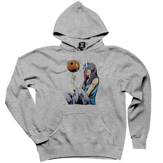 Basketball Blue Player Anime Gri Kapşonlu Sweatshirt Hoodie