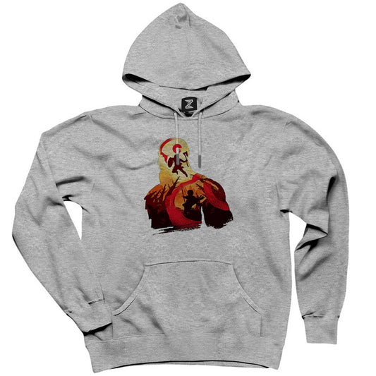 God of War Kratos Siluet Gri Kapşonlu Sweatshirt Hoodie