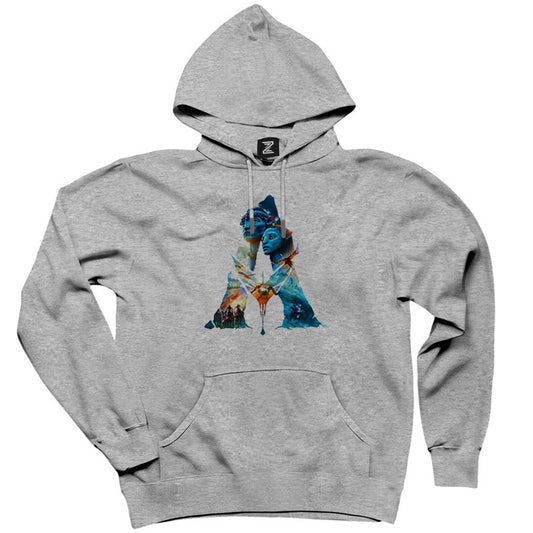 Avatar The Way Of Water Siluet Gri Kapşonlu Sweatshirt Hoodie