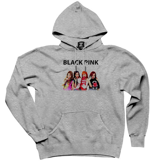 Blackpink Black Gri Kapşonlu Sweatshirt Hoodie