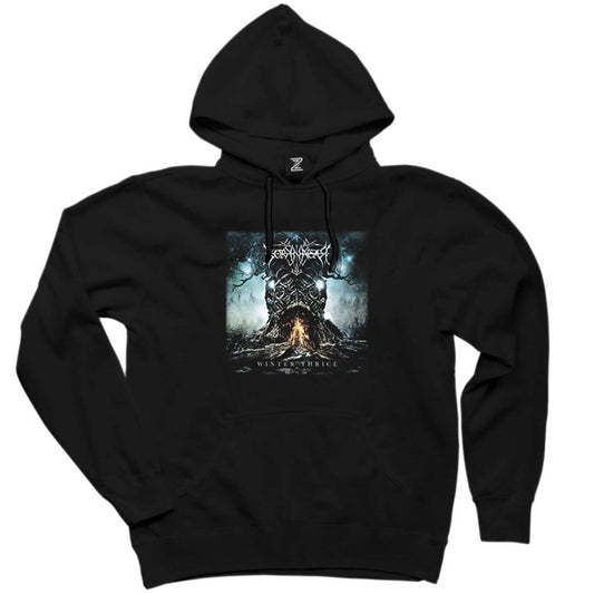 Borknagar Winter Thrice Siyah Kapşonlu Sweatshirt Hoodie