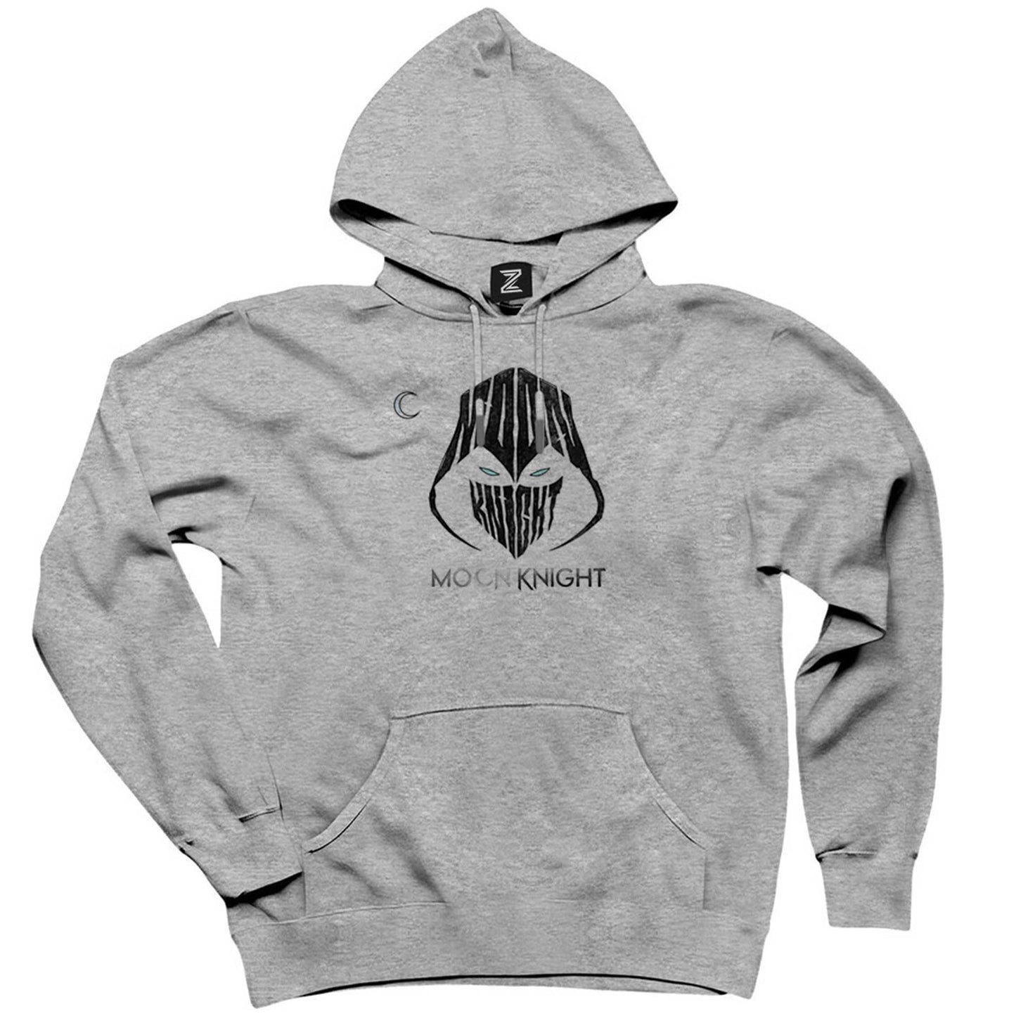 Moon Knight Logo Gri Kapşonlu Sweatshirt Hoodie