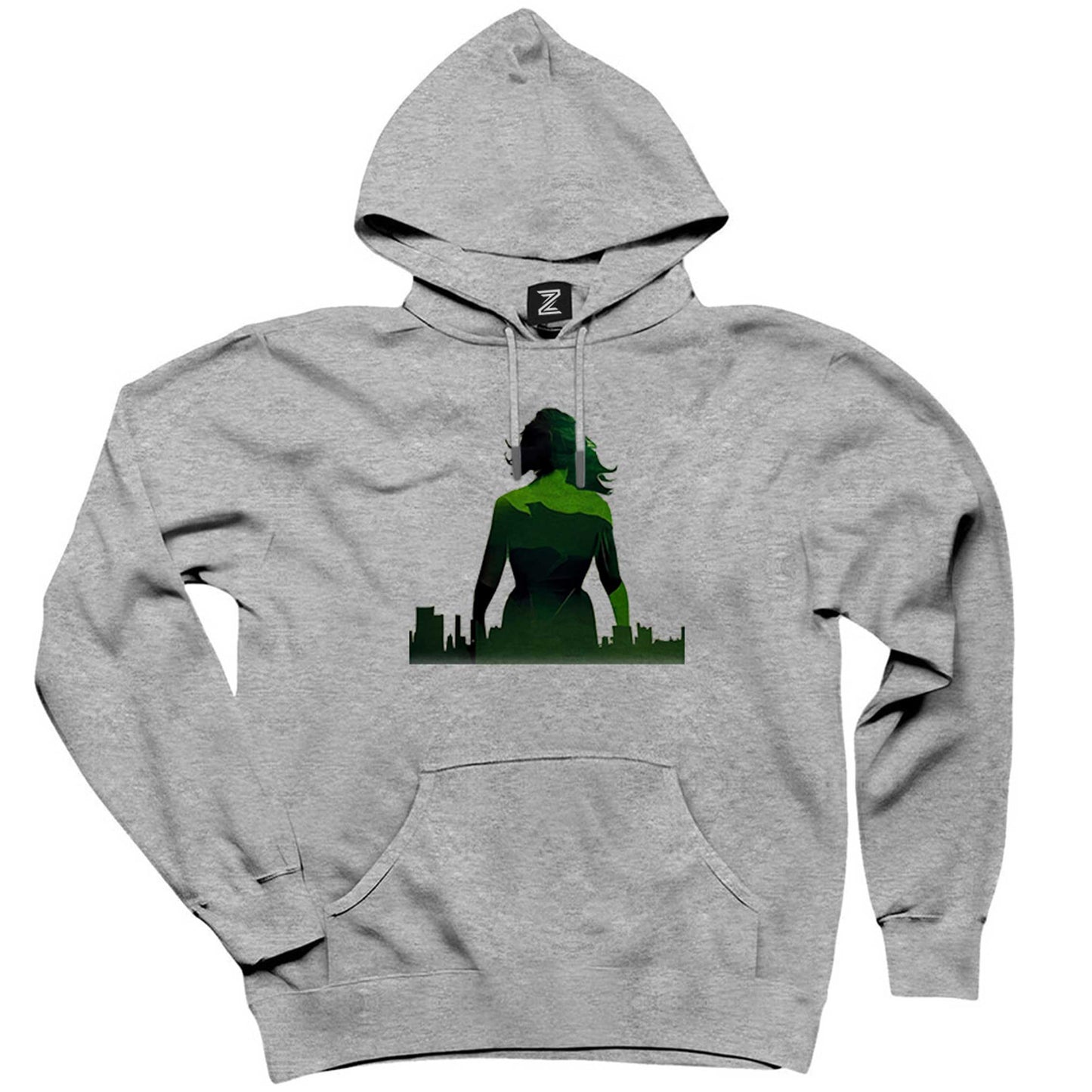 She Hulk City Gri Kapşonlu Sweatshirt Hoodie