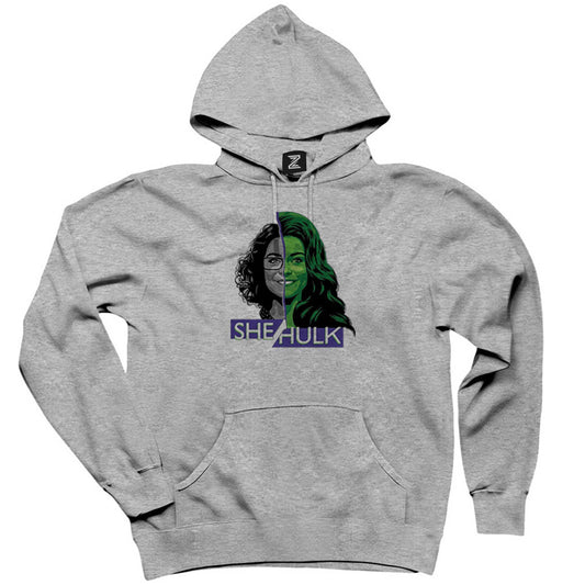 She Hulk Face Gri Kapşonlu Sweatshirt Hoodie