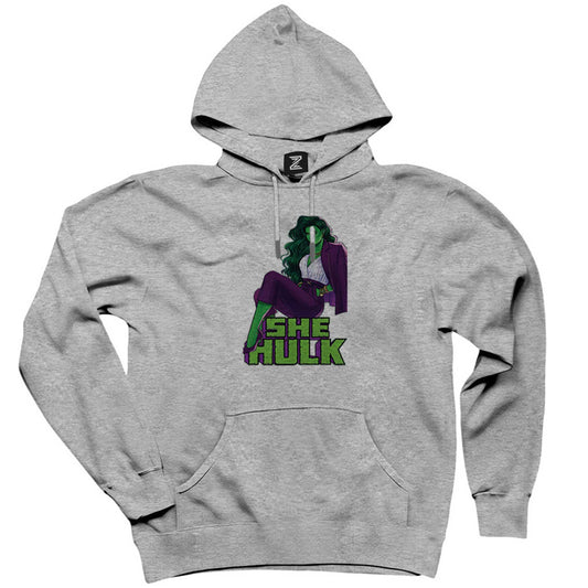 She Hulk Digital Gri Kapşonlu Sweatshirt Hoodie