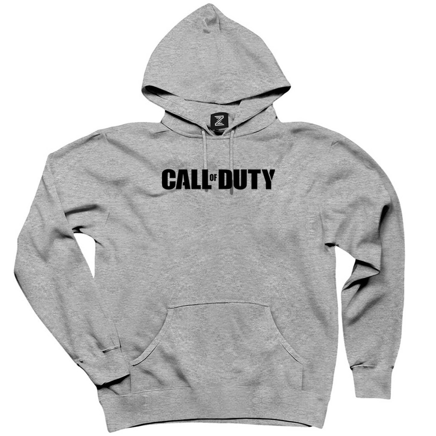 Call Of Duty Black Text Gri Kapşonlu Sweatshirt Hoodie