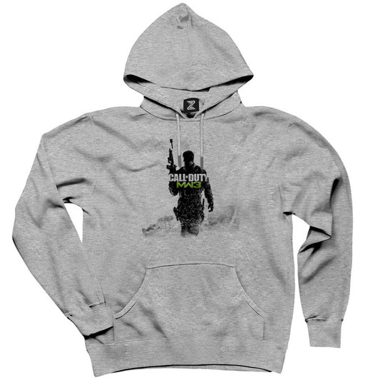 Call Of Duty Silhouette M3 Gri Kapşonlu Sweatshirt Hoodie