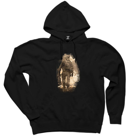 Call Of Duty Soldier Siyah Kapşonlu Sweatshirt Hoodie