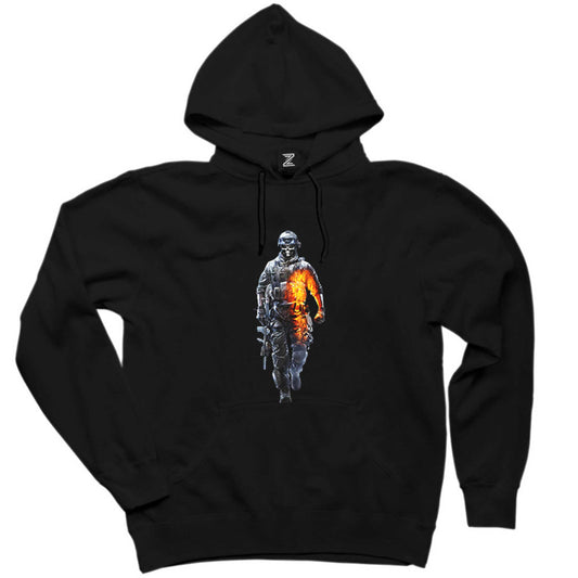 Call Of Duty Skull Warrior Siyah Kapşonlu Sweatshirt Hoodie