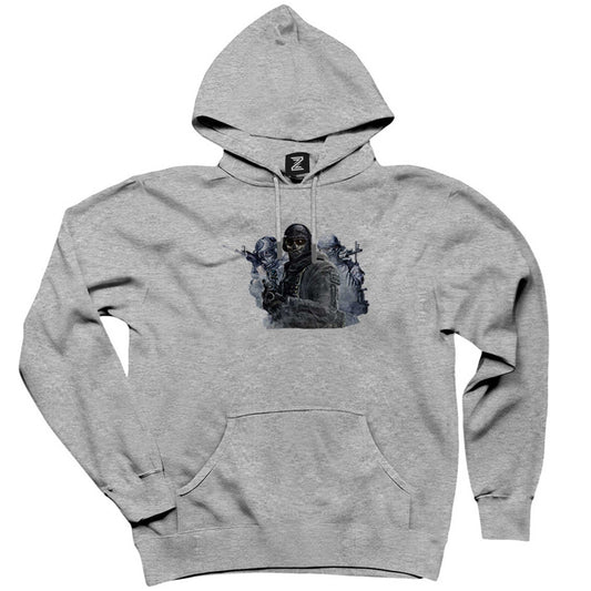 Call Of Duty Three Warriors Gri Kapşonlu Sweatshirt Hoodie