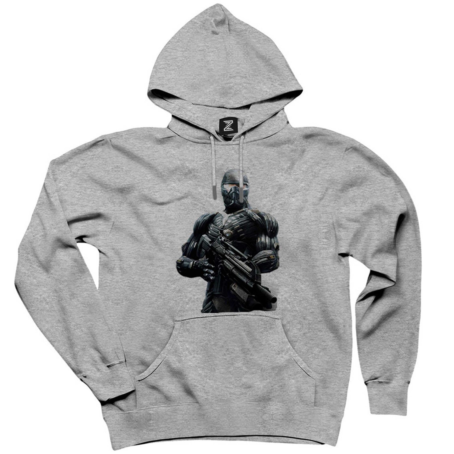 Crysis Black Fighter Gri Kapşonlu Sweatshirt Hoodie