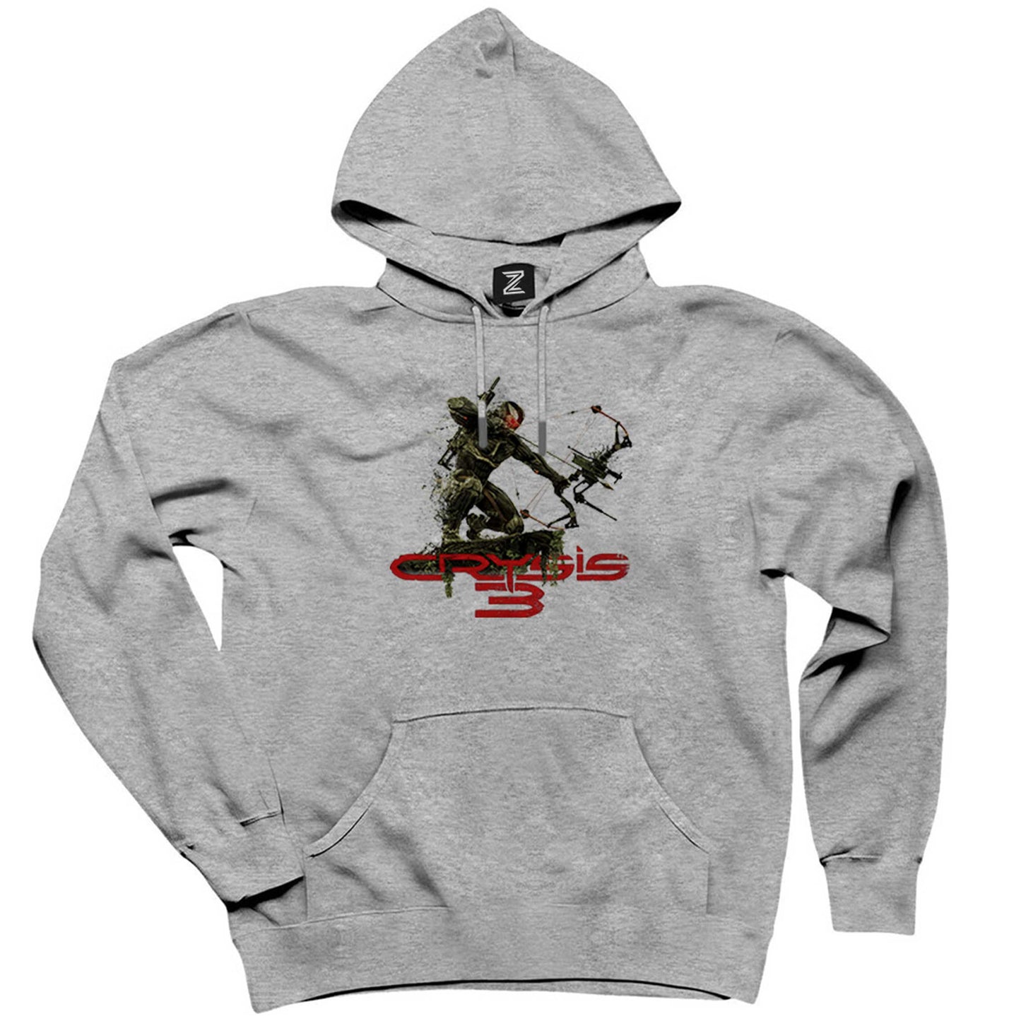 Crysis Level Three Warrior Gri Kapşonlu Sweatshirt Hoodie