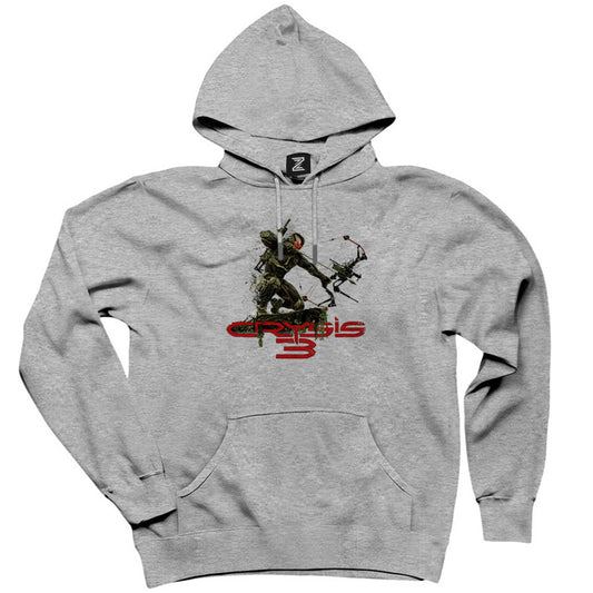 Crysis Level Three Warrior Gri Kapşonlu Sweatshirt Hoodie