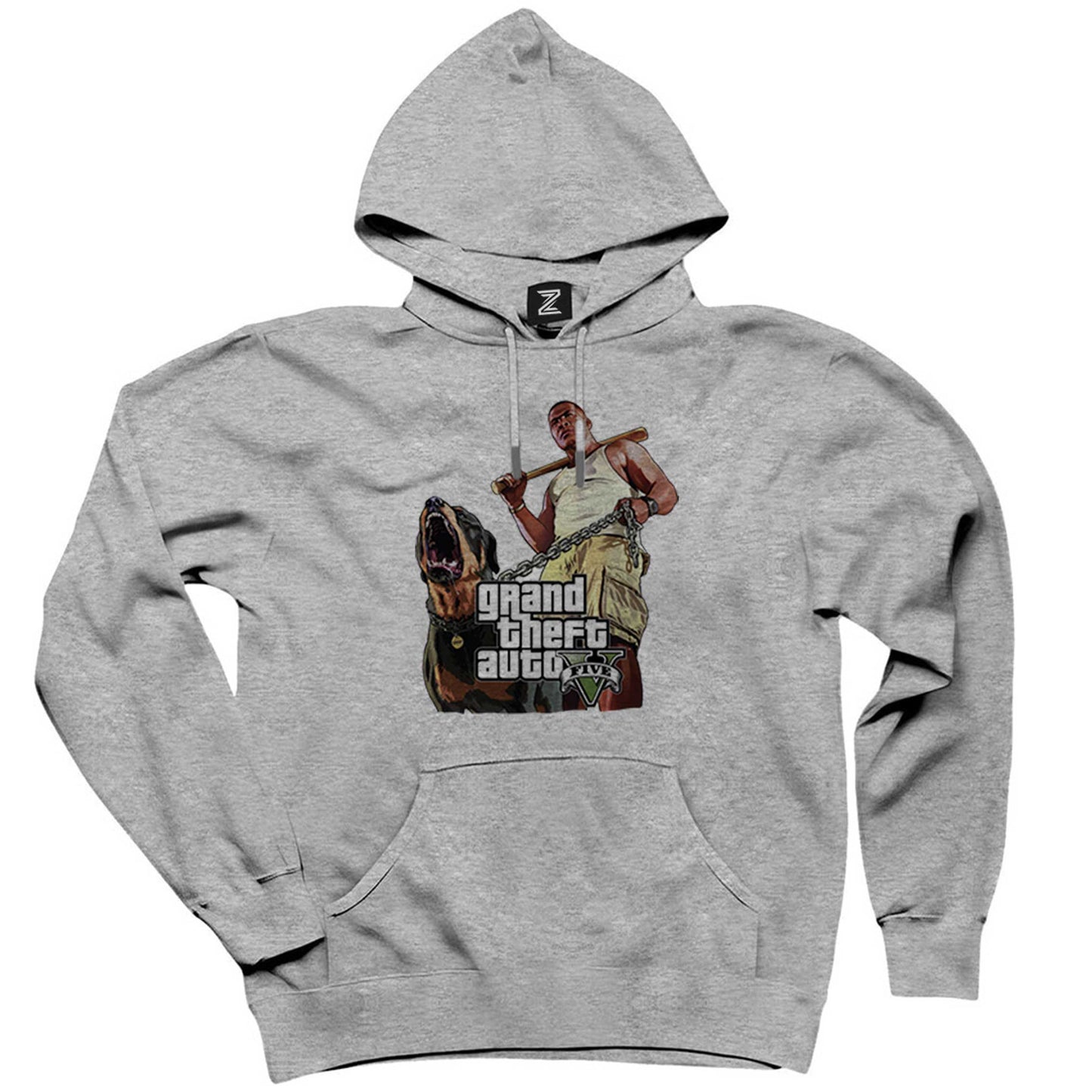 Grand Theft Auto Five Dog And Man Gri Kapşonlu Sweatshirt Hoodie