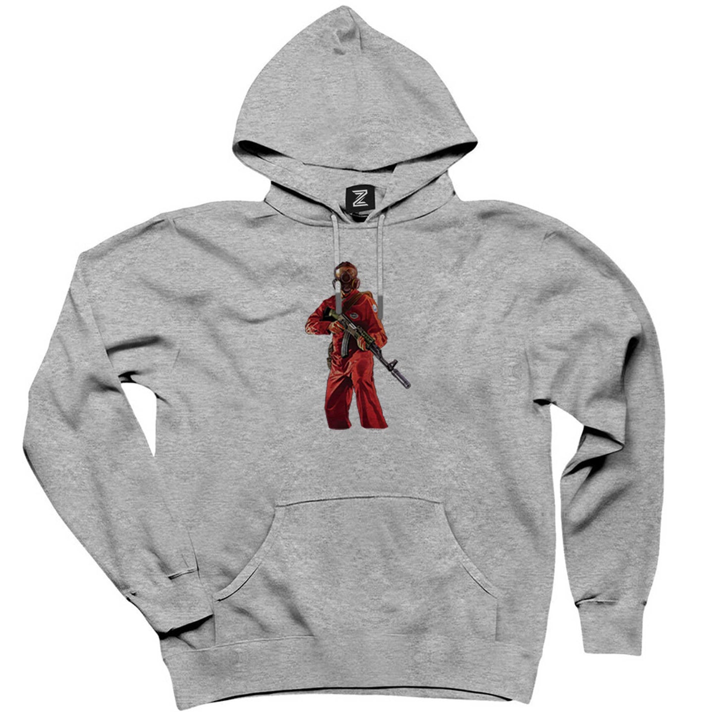 GTA Robber In Red Suit Man Gri Kapşonlu Sweatshirt Hoodie