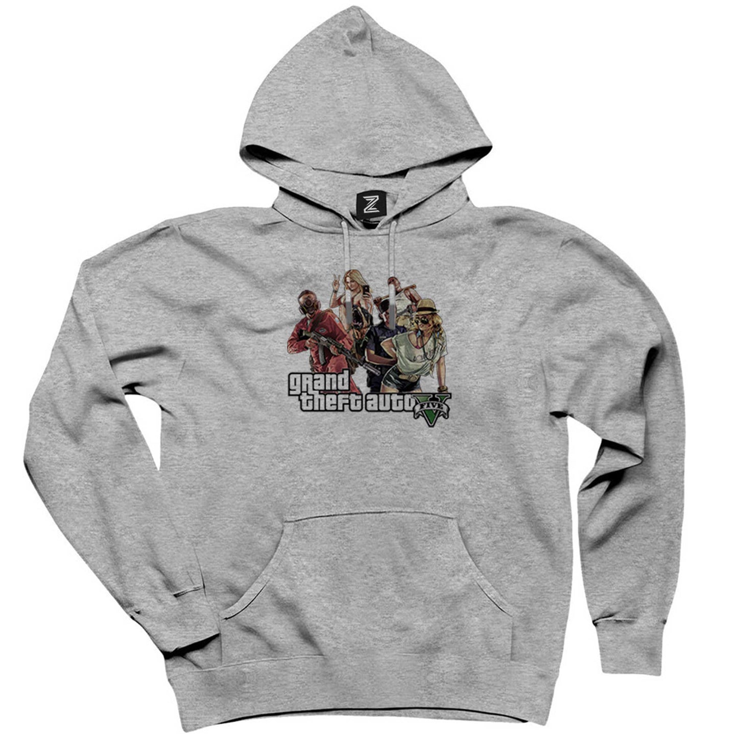 Grand Theft Auto Five Team Gri Kapşonlu Sweatshirt Hoodie