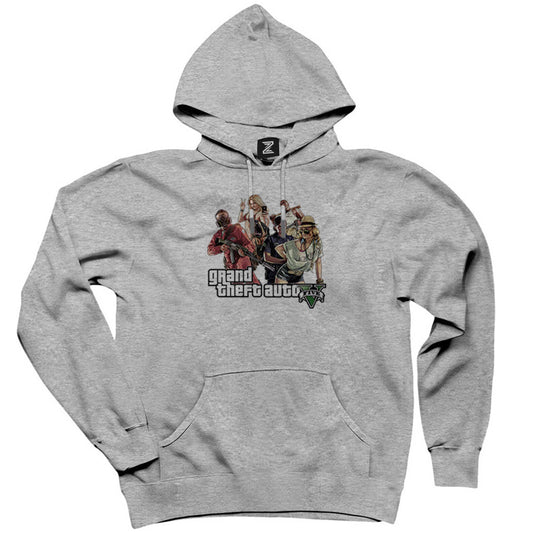 Grand Theft Auto Five Team Gri Kapşonlu Sweatshirt Hoodie