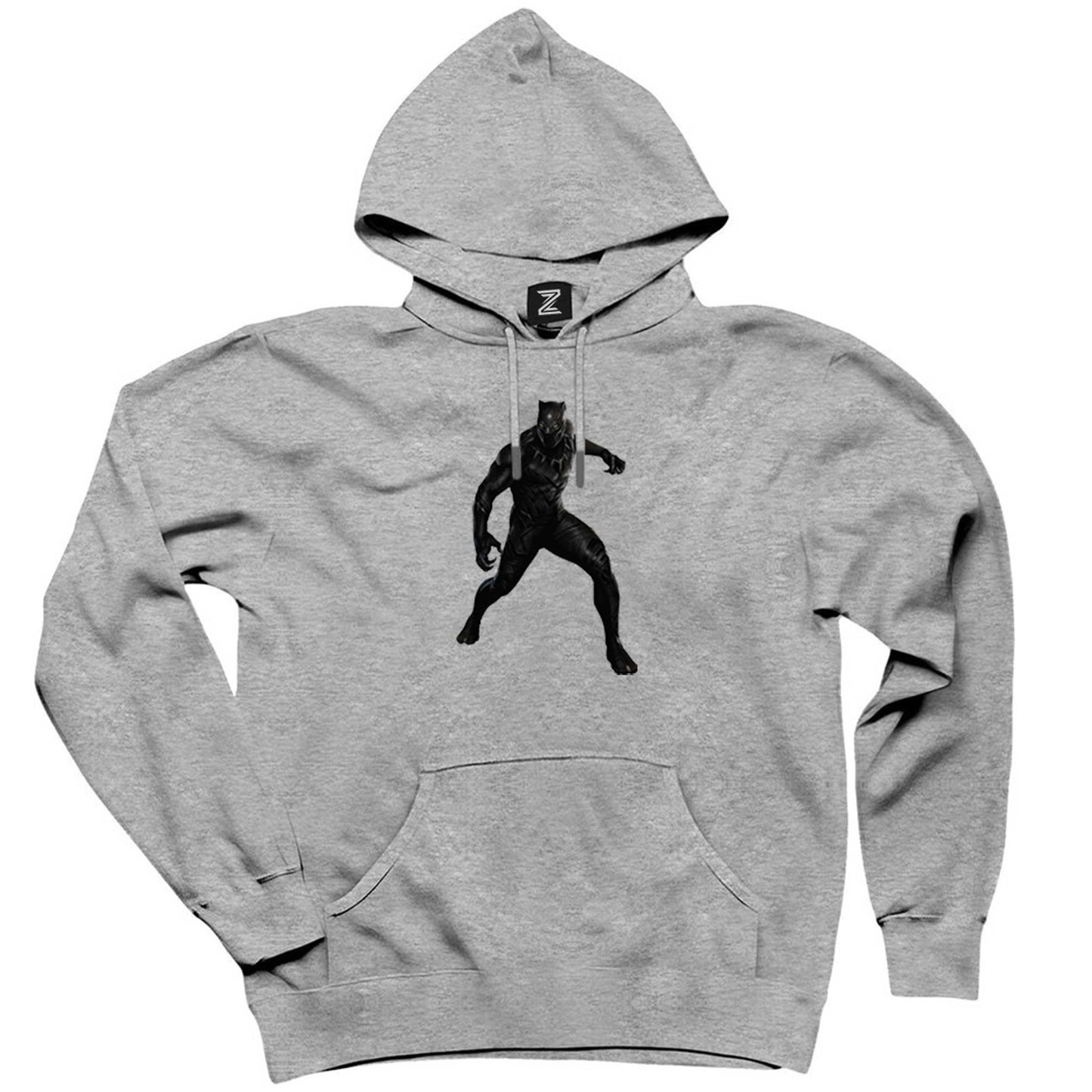 Black Panter Silhouette Gri Kapşonlu Sweatshirt Hoodie