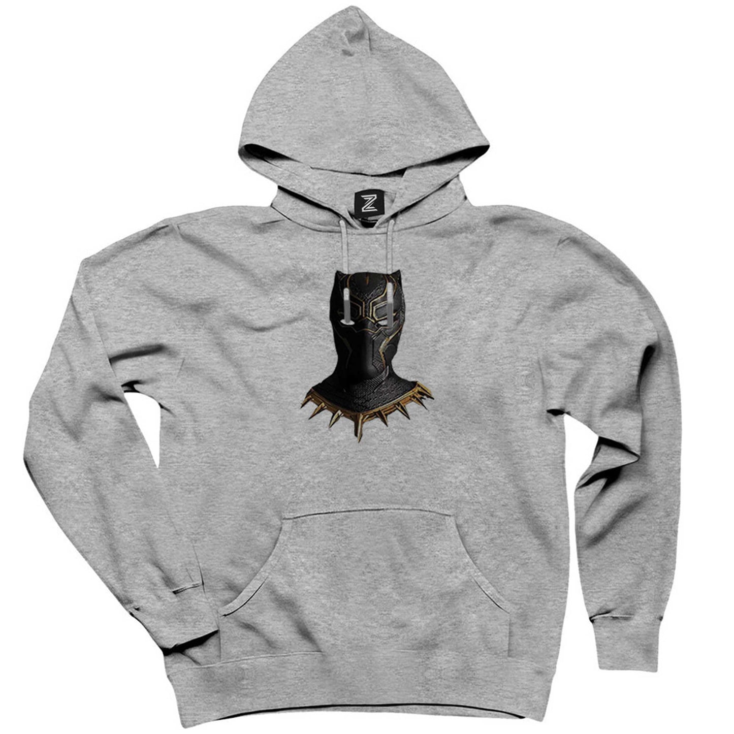 Black Panter Face Gri Kapşonlu Sweatshirt Hoodie
