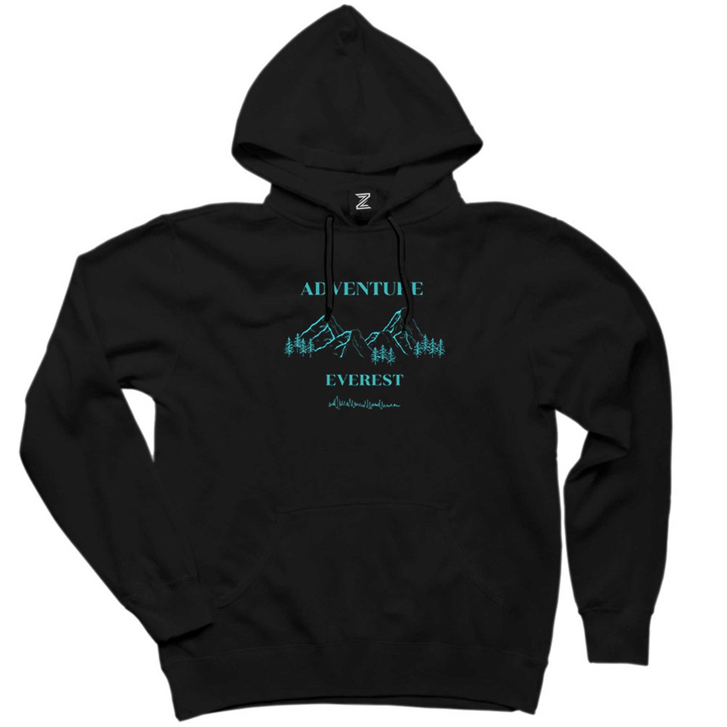 Adventure Everest Siyah Kapşonlu Sweatshirt Hoodie